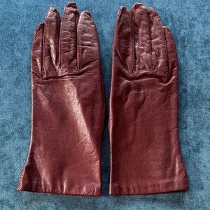 Elegant Deep Red Leather Gloves